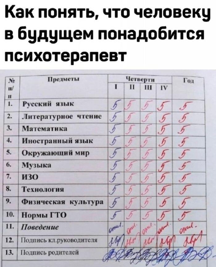 Все пятерки, но поведение на 