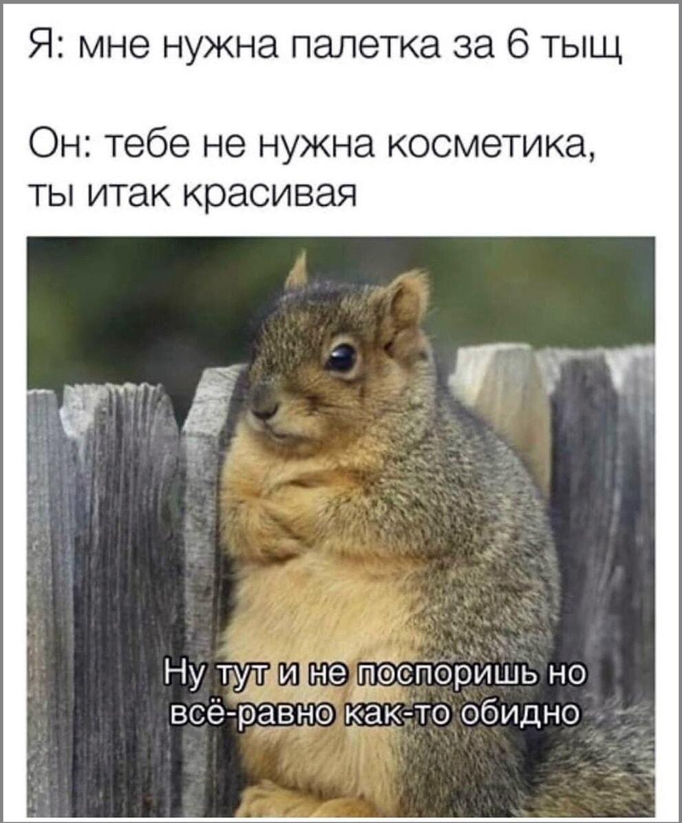 Когда он сказал 'ты и так красивая', а ты хотела палетку