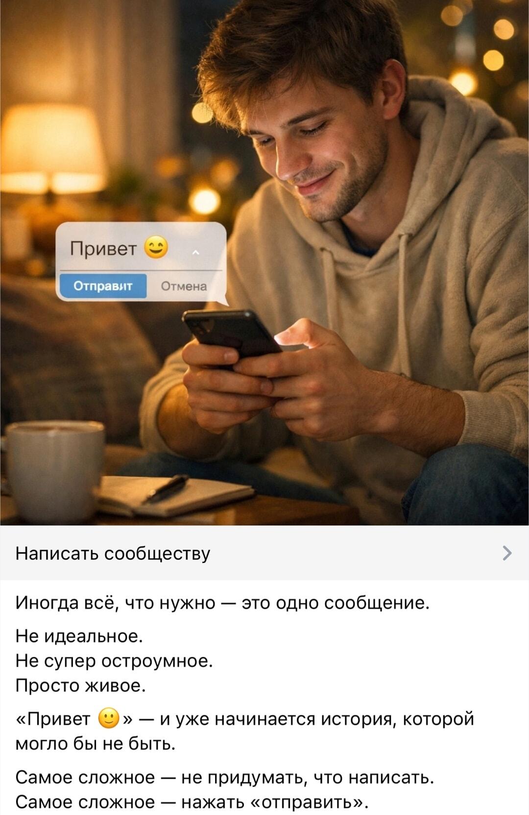 Самое сложное: отправить первое «Привет» и изменить всё
