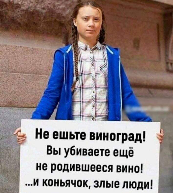 Грета Тунберг: не ешьте виноград, спасите вино и коньяк!