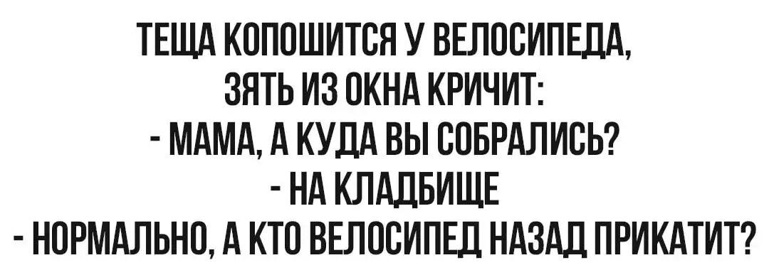 Зять и теща: кто вернет велосипед с кладбища?