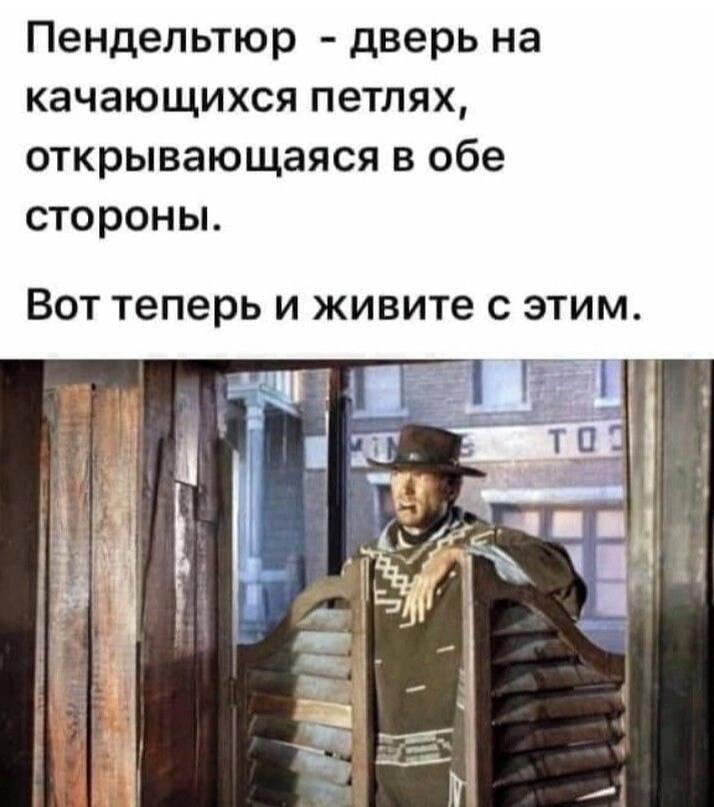 Пендельтюр: Теперь вы точно знаете, как называются двери в салунах!