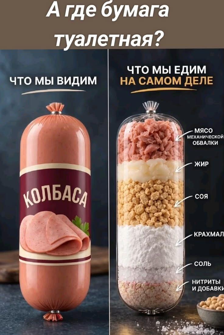 Разоблачение колбасы: А где же туалетная бумага в составе?