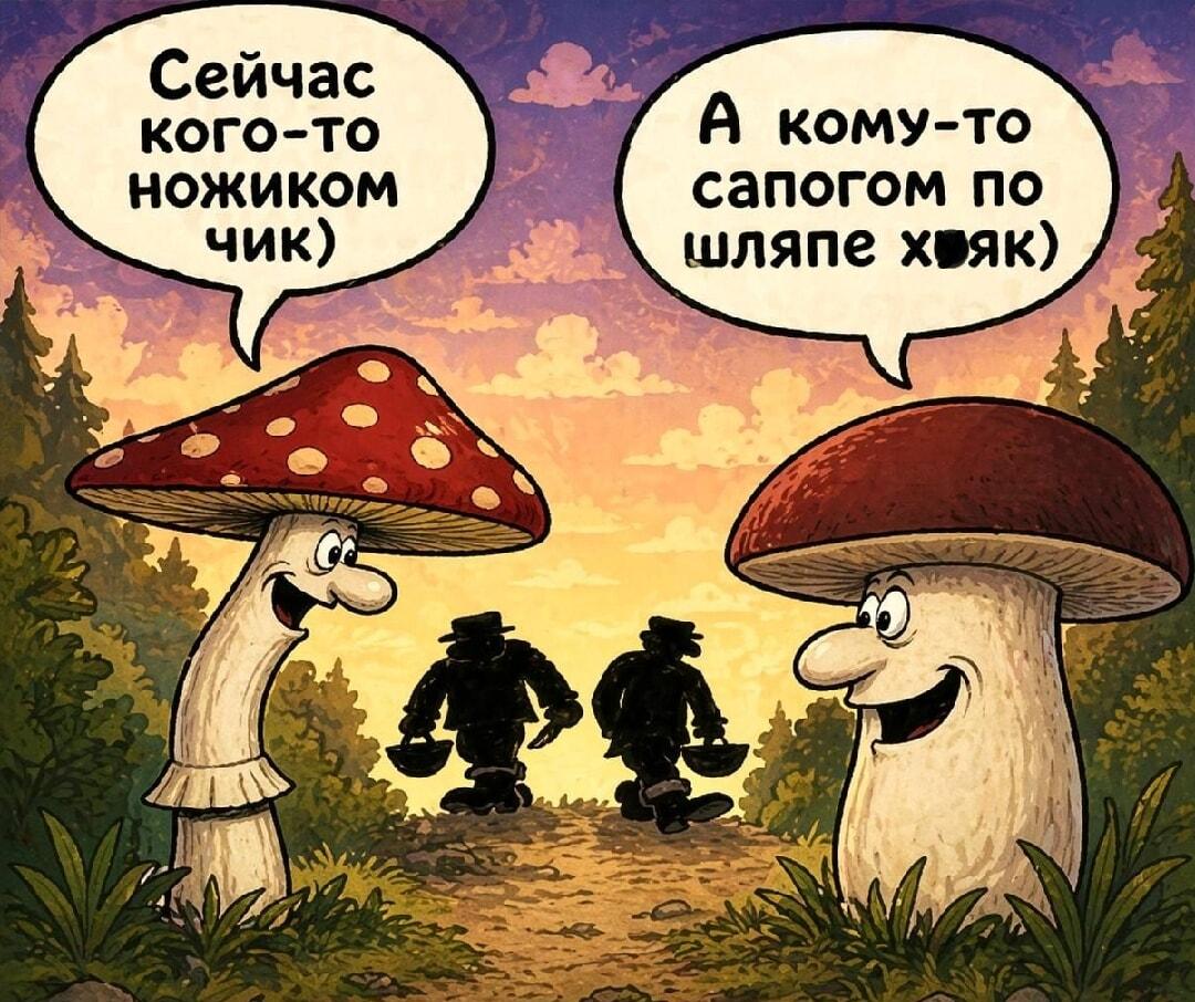Мухомор и боровик: кто кого «чик» или «хряк»?