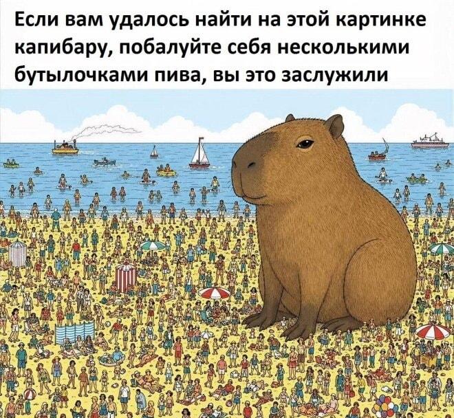 Сложный квест: Найди капибару на пляже и получи пиво!