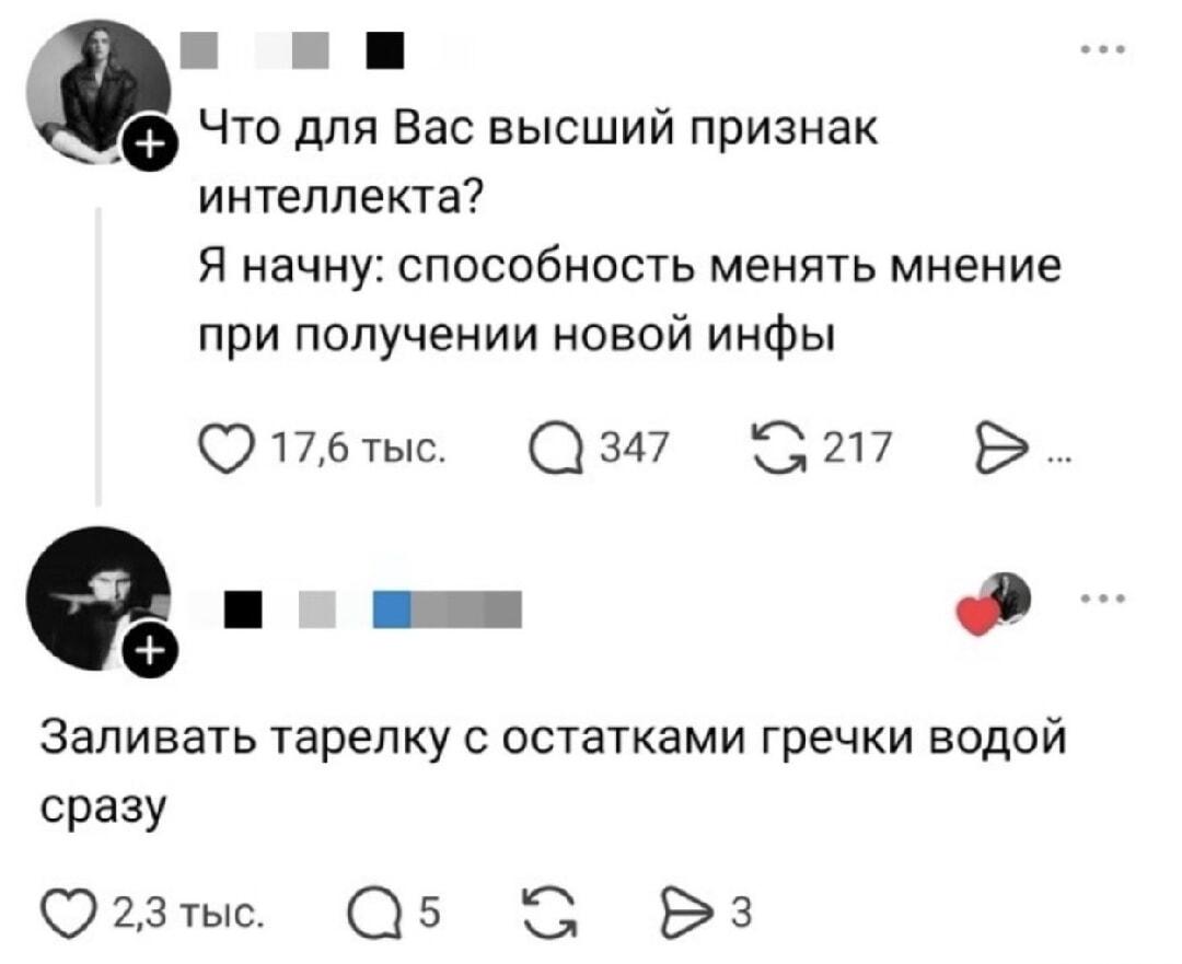 Интеллект: менять мнение или заливать гречку? Вечный спор!