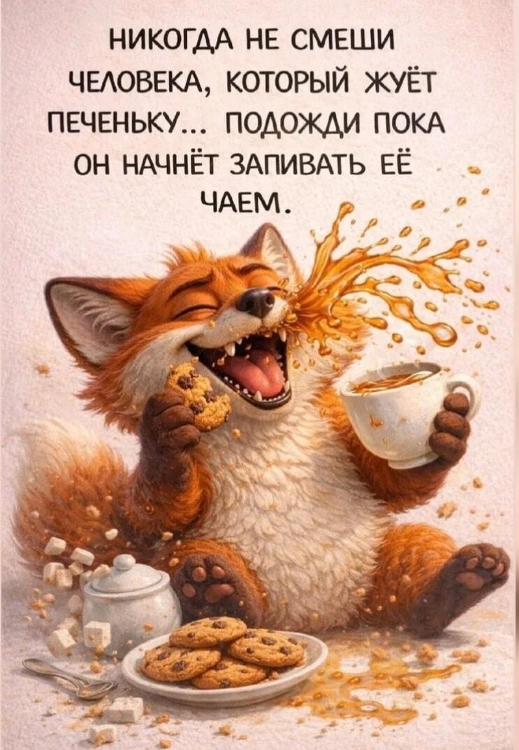 Золотое правило: не смеши, пока он не запьет печеньку чаем!