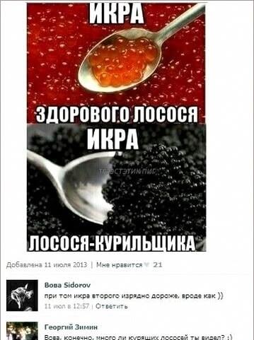Красная и черная икра: вот что бывает, если лосось курит!