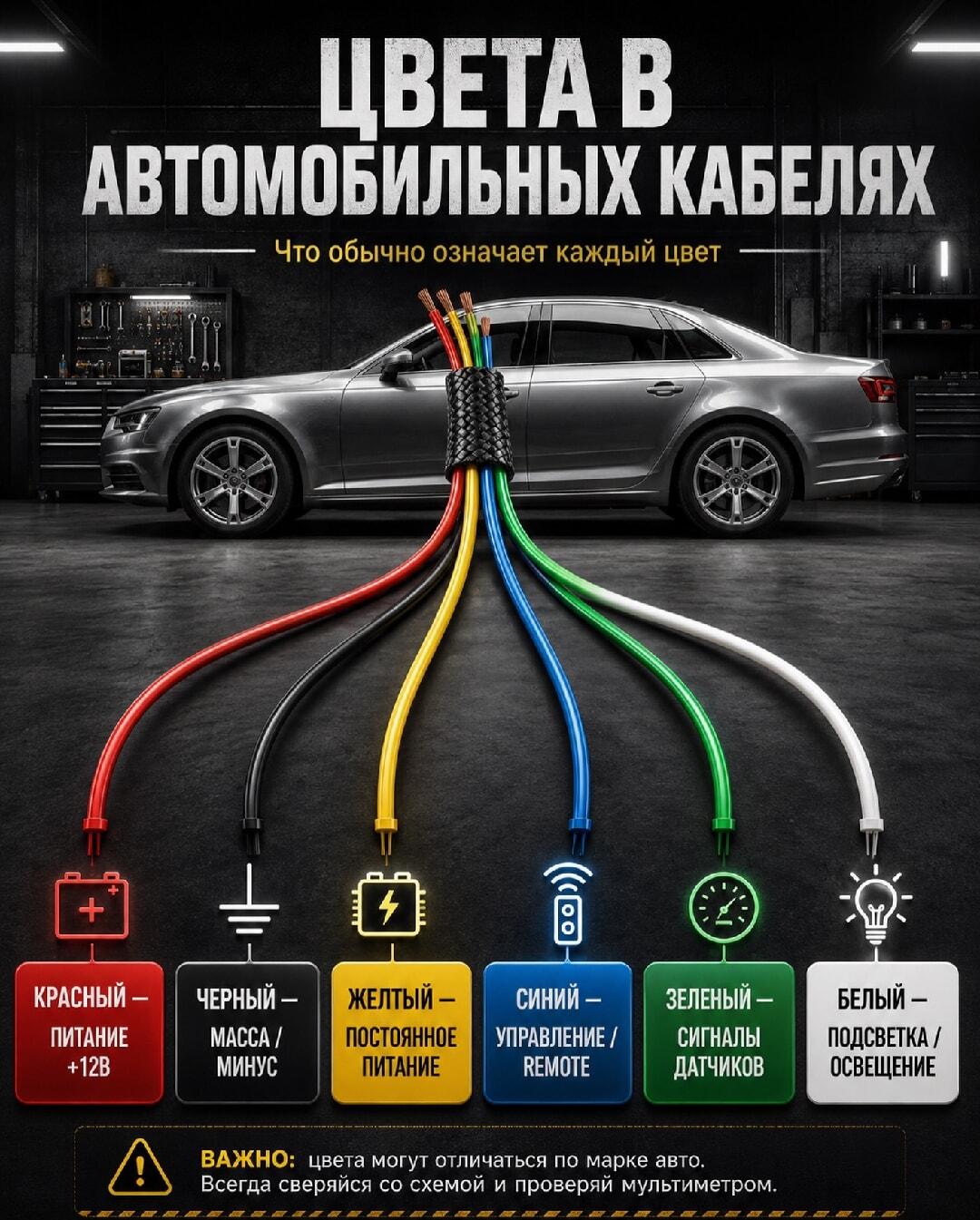 Автопровода: что означает каждый цвет? Шпаргалка для водителя!