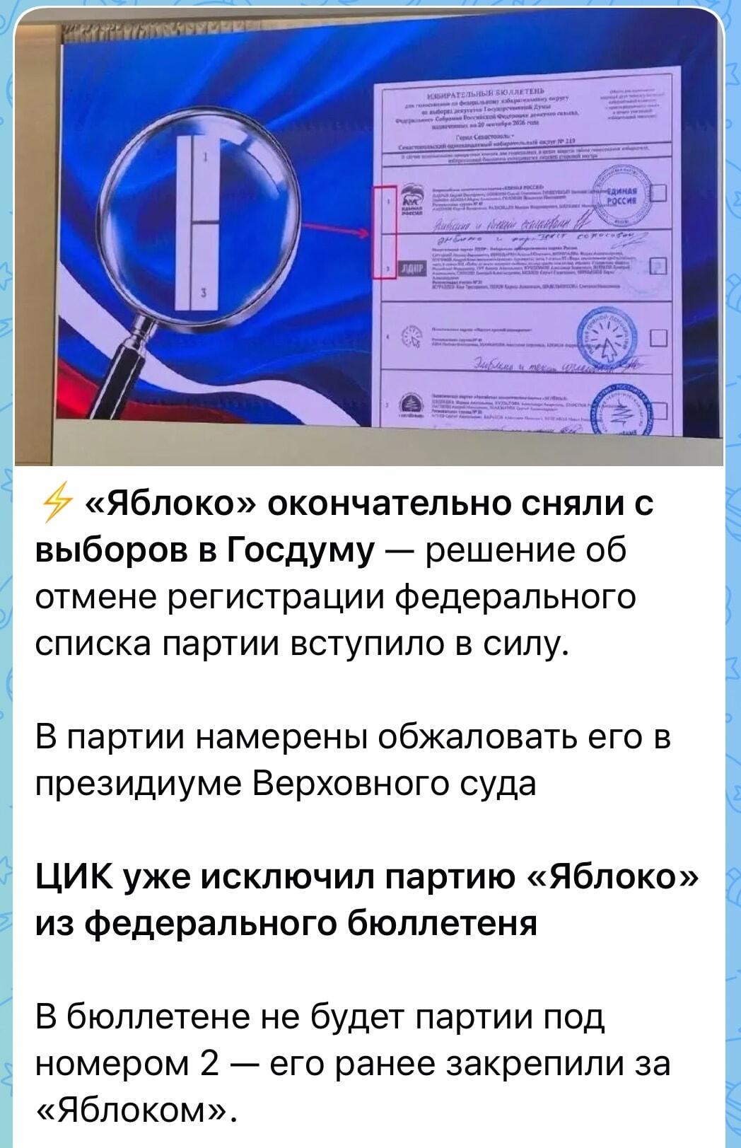 «Яблоко» исчезло с бюллетеней: что случилось с номером 2?