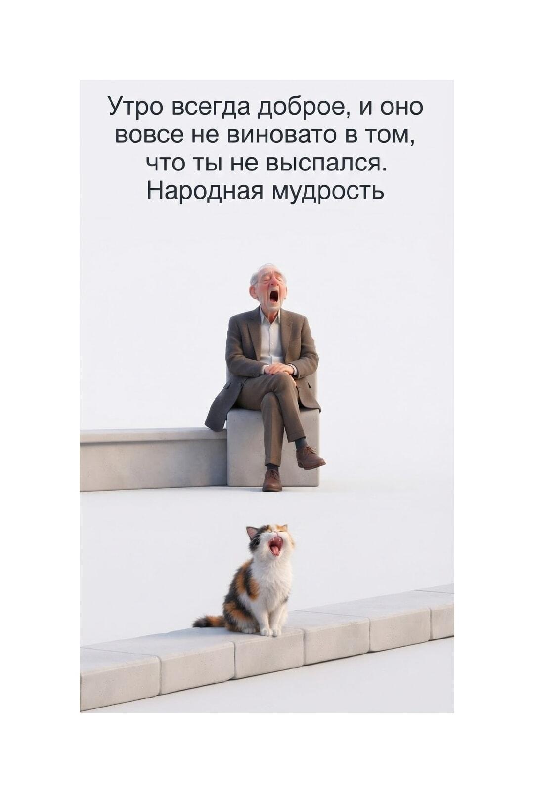 Утро всегда доброе, а ты — нет: мем для невыспавшихся.